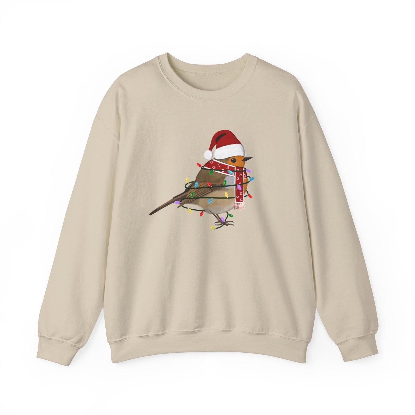 European Robin with Fairy Lights Santa Claus Christmas Bird Sweatshirt