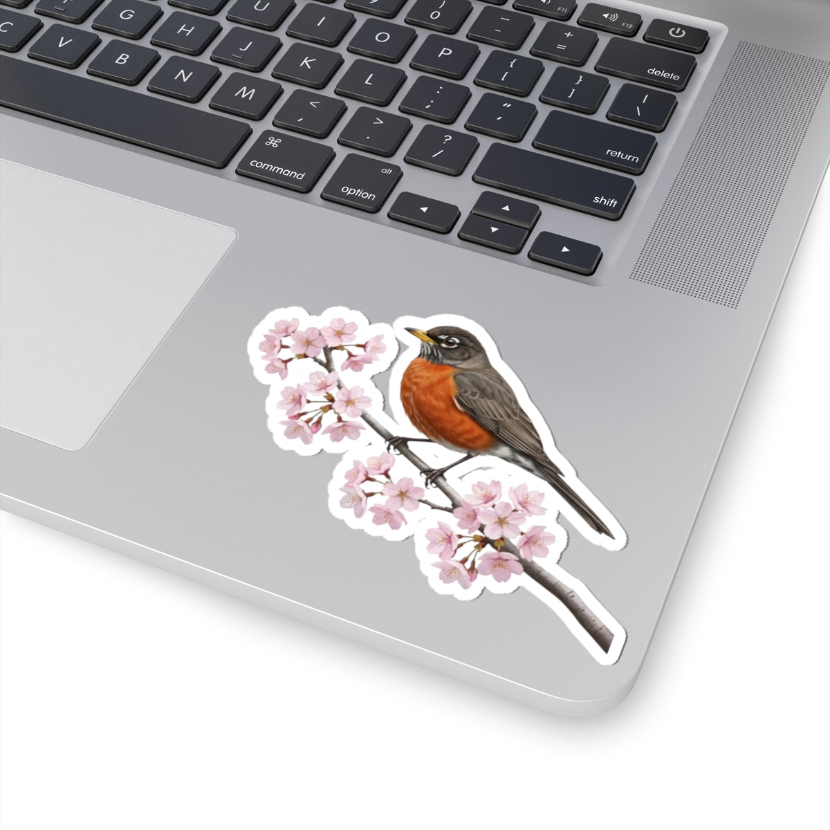 American Robin Stickers – bird sticker and cherry blossoms style