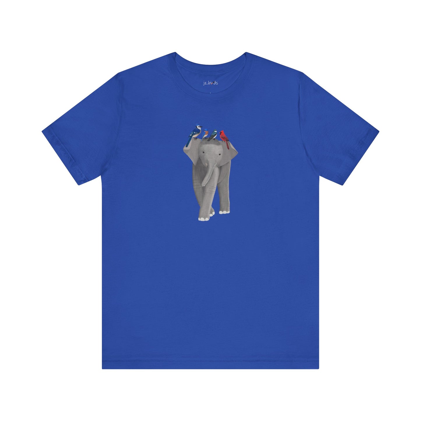 Elephant with Birds Cardinal Blue Jay Bluebird Tree Swallow T-Shirt