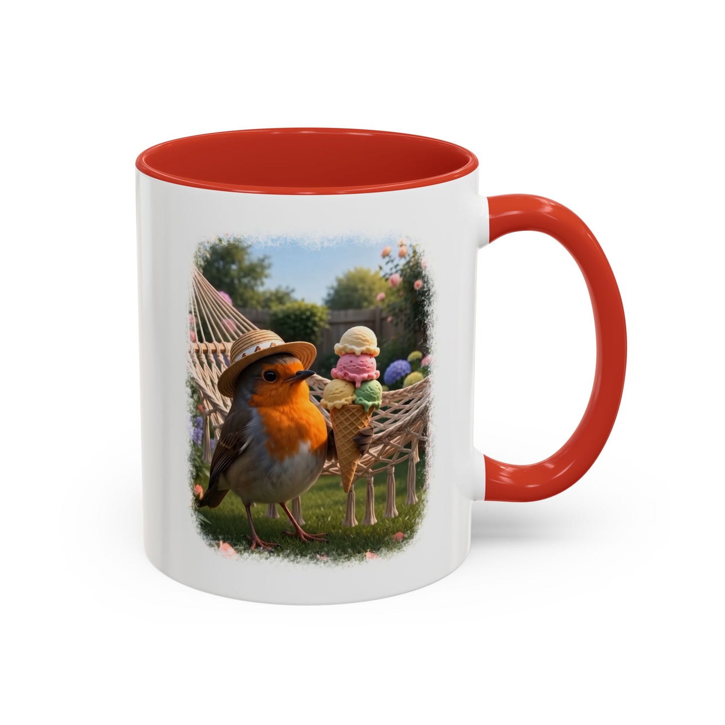 Robin Rosi Ice Cream Garden Premium Mug for Bird Lovers