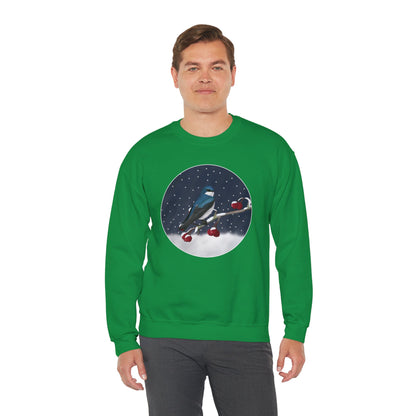 Tree Swallow on a Winter Branch Birdwatcher Christmas Bird Sweatshirt