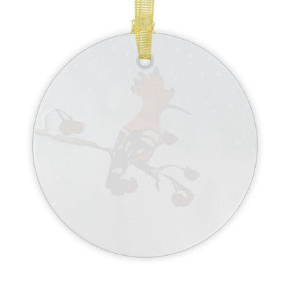 Hoopoe Snow Bird Christmas Glass Ornament White