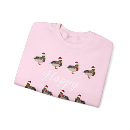 Mallard as Santa with Hat and Scarf Happy Holidays Birdwatcher Christmas Bird Sweatshirt