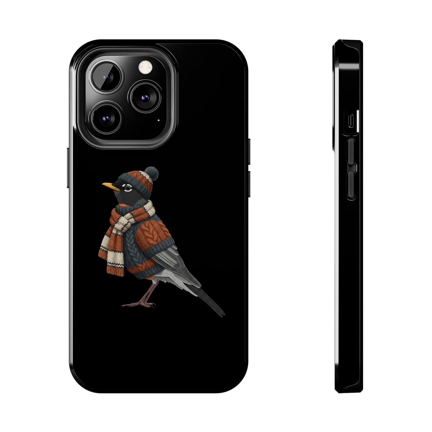 アメリカンロビンの鳥のアートが描かれた二層式iPhoneケース - 鳥類学者や鳥愛好家へのプレゼントに最適