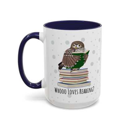 Whooo Loves Reading Owl Teacher Mug – Two-Tone Librarian & Book Lover Cup