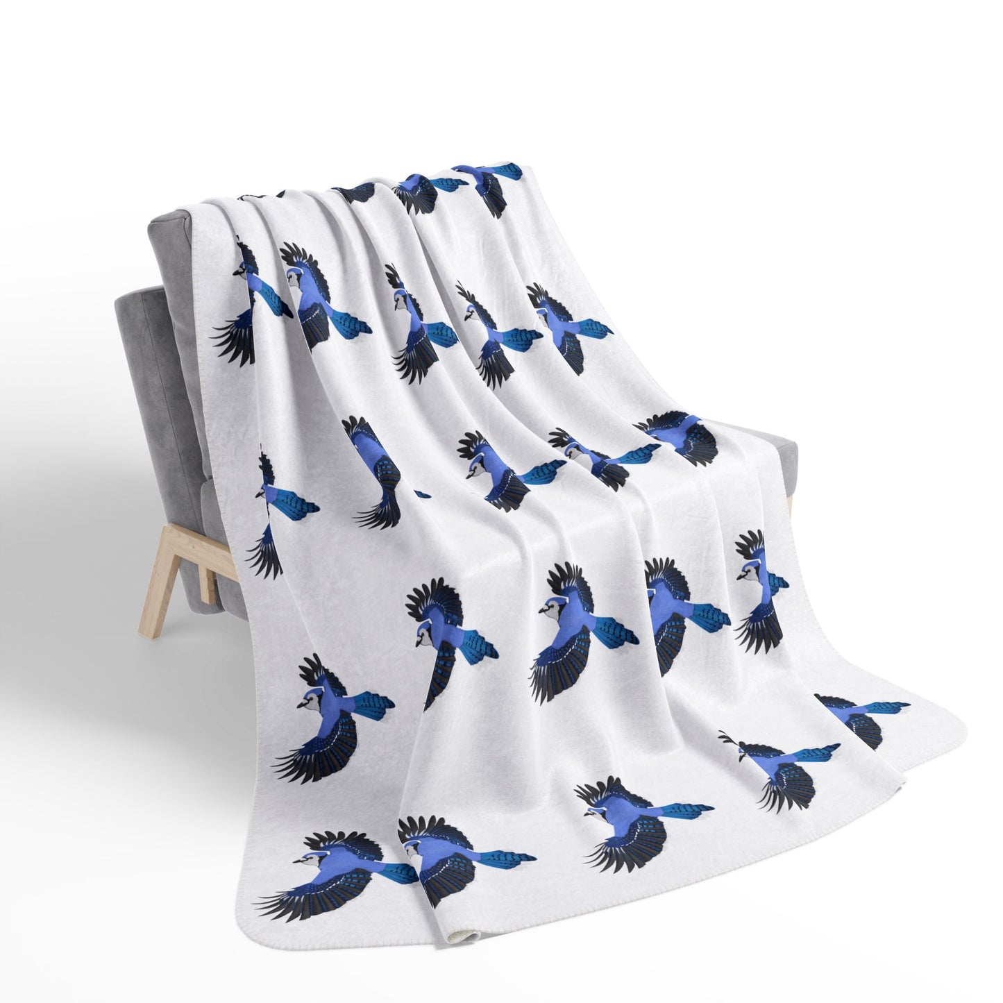 Blue Jay Art Fleece Sherpa Blanket (60"x80") - Thick, Ultra-Soft & Cozy Throw for Bird Lovers