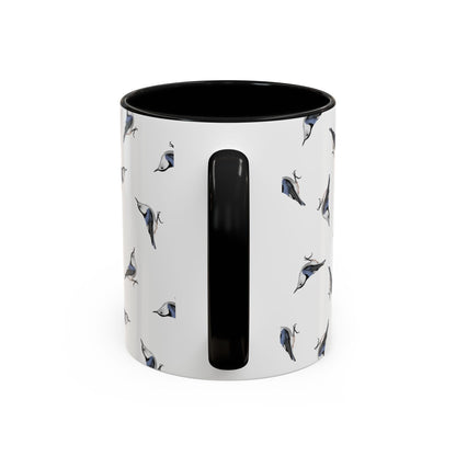 Nuthatch All-Over Pattern Accent Mug | Colorful Bird Lover Gift for Birdwatchers