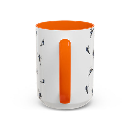 Nuthatch All-Over Pattern Accent Mug | Colorful Bird Lover Gift for Birdwatchers