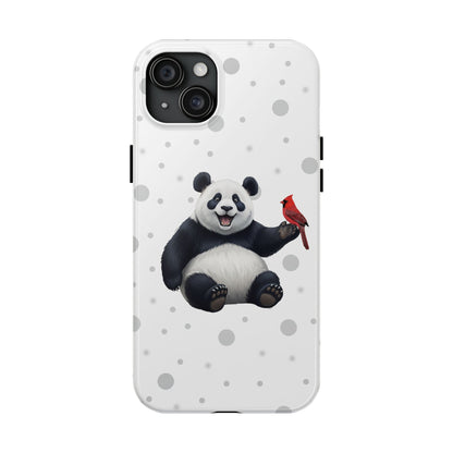 Cute Panda Bear with a Cardinal Animal iPhone Case - Dual-Layer PC/TPU Protective Cover for iPhone