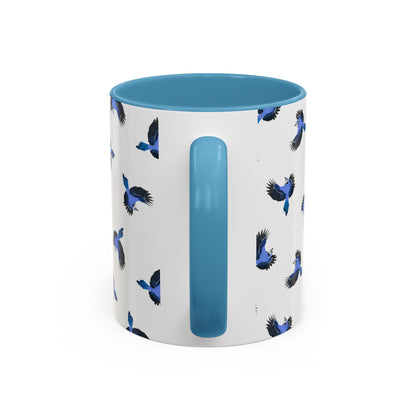 Blue Jay All-Over Pattern Accent Mug | Colorful Bird Lover Gift for Birdwatchers