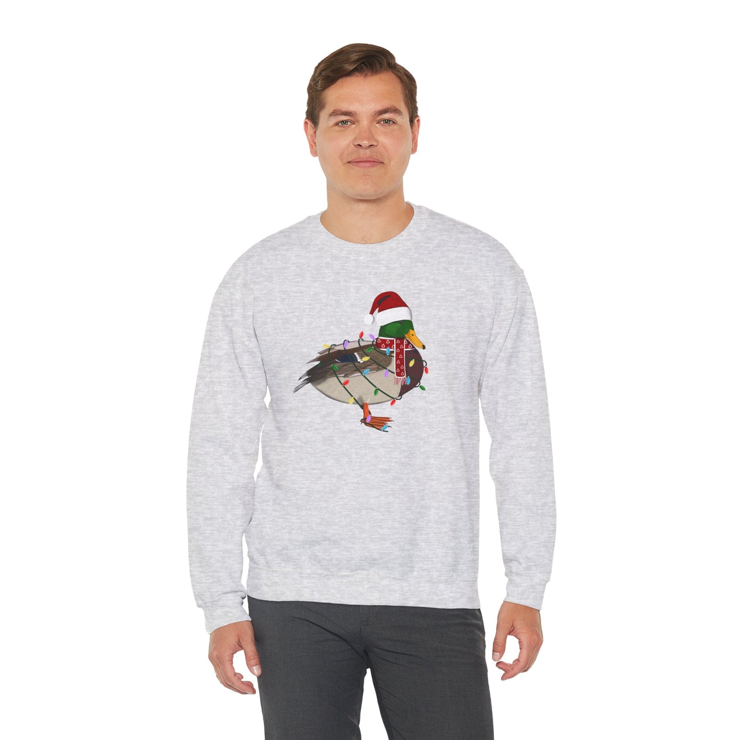 Mallard with Fairy Lights Santa Claus Christmas Bird Sweatshirt