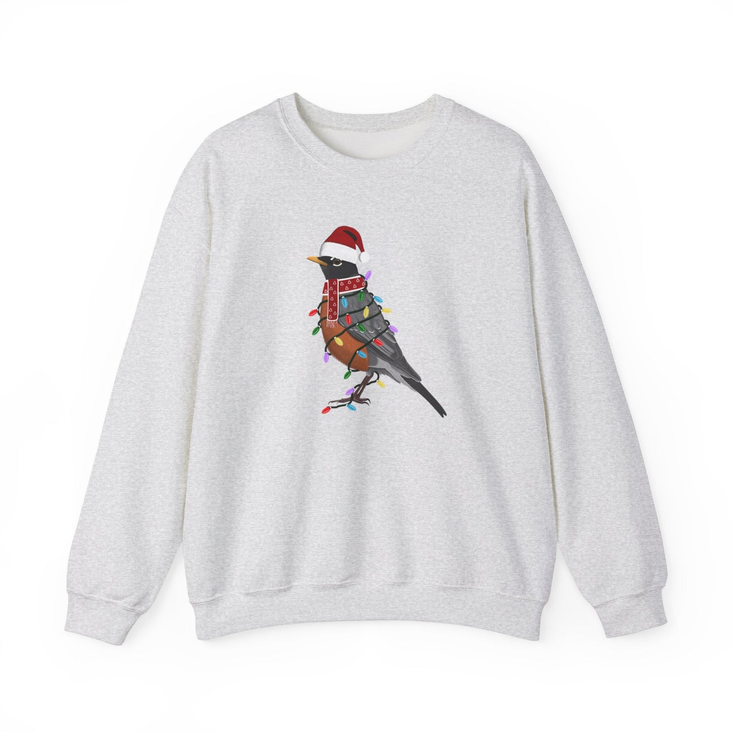 Robin with Fairy Lights Santa Claus Christmas Bird Sweatshirt