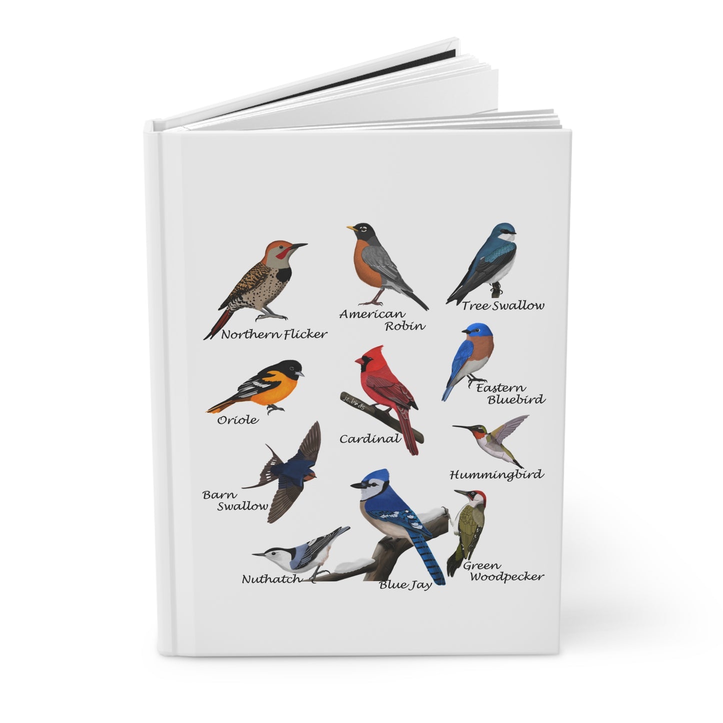 Garden Birds Blue Jay Cardinal Robin Bluebird Bird Hardcover Journal 5.75"x8"