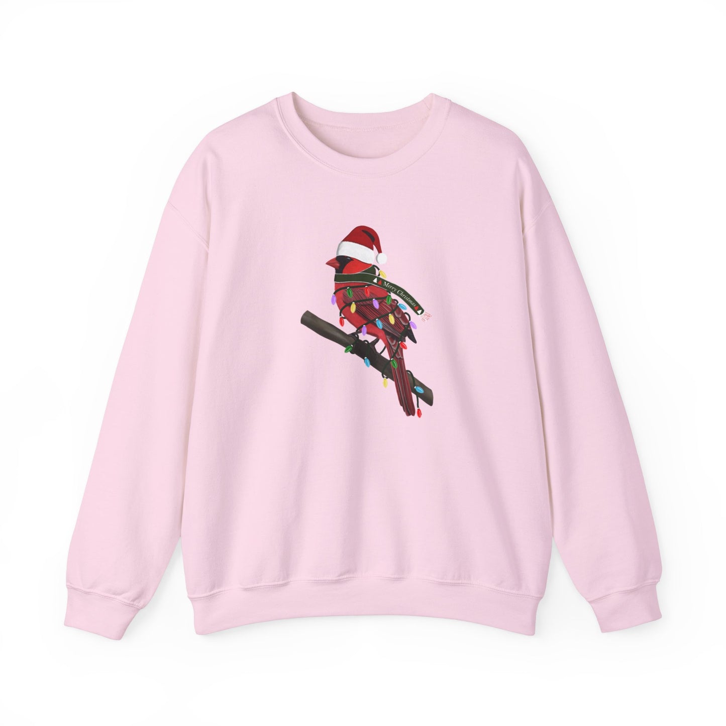 Cardinal with Fairy Lights Santa Claus Christmas Bird Sweatshirt