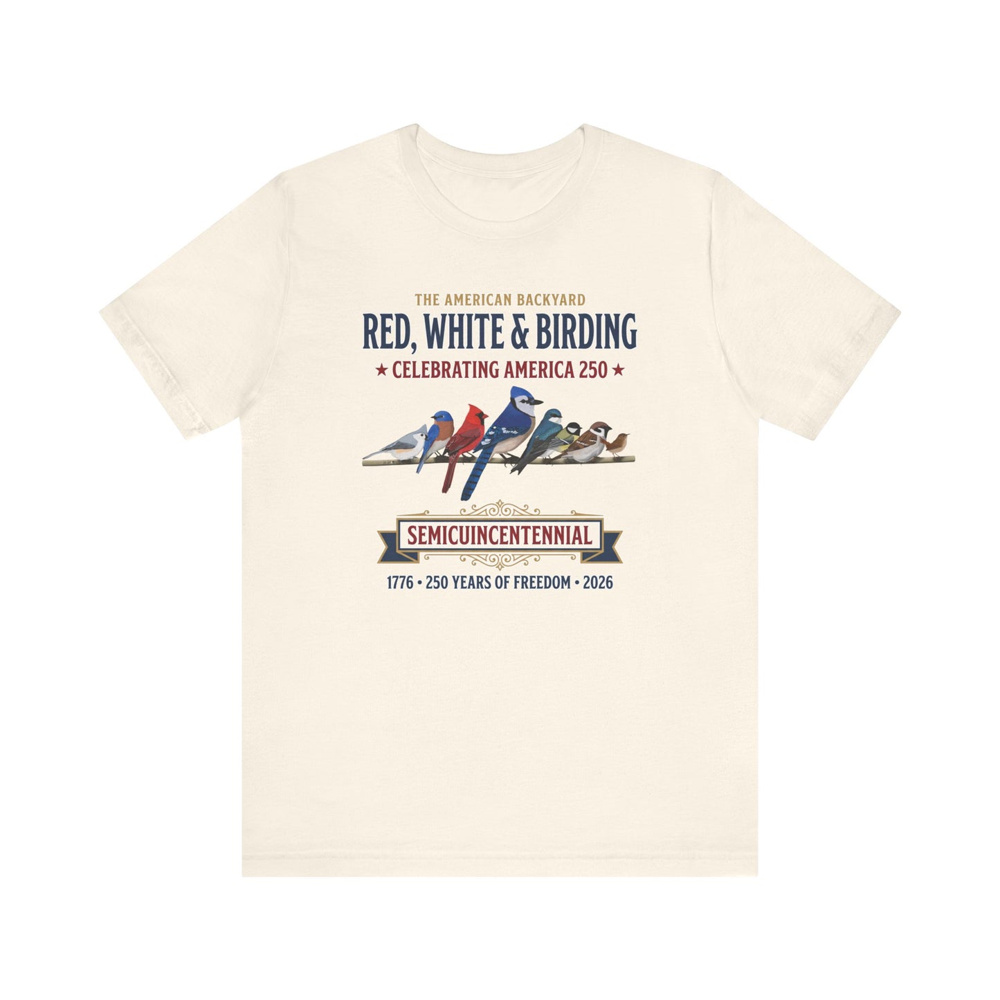 Red, White & Birding Vintage T-Shirt | America 250 Backyard Birds – bird lover and tshirt style