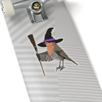 Robin Halloween Witch Hat Bird Sticker