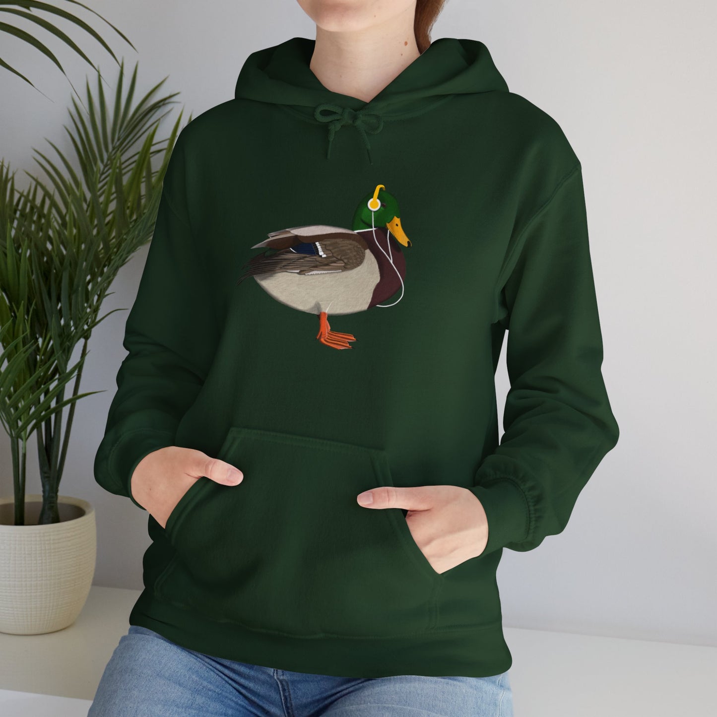 Mallard with Music Headphones Bird Birdwatching Birdlover Hoodie