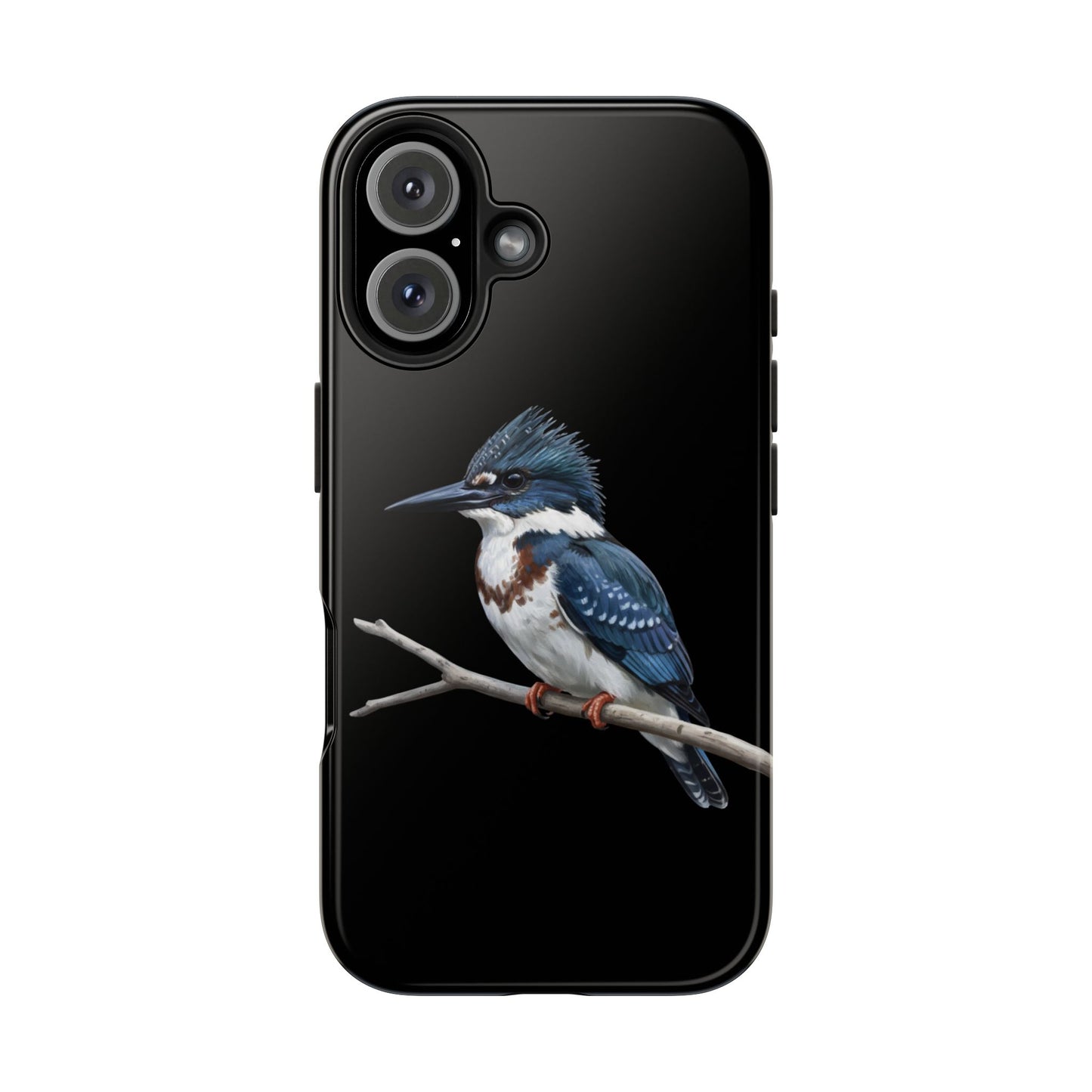 Belted Kingfisher iPhone Case – Premium Tough Phone Cover Black