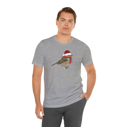 European Robin with Fairy Lights Christmas Bird T-Shirt