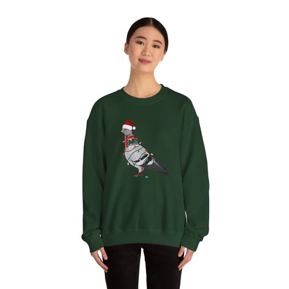 Pigeon with Fairy Lights Santa Claus Christmas Bird Sweatshirt