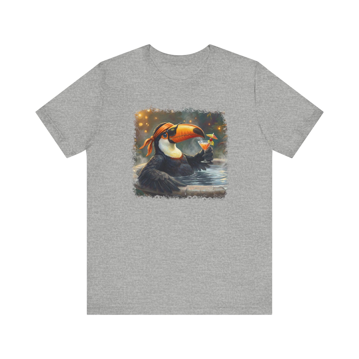 Funny Toucan T-Shirt | Bird with Sunglasses & Drink | Unisex Summer Tee