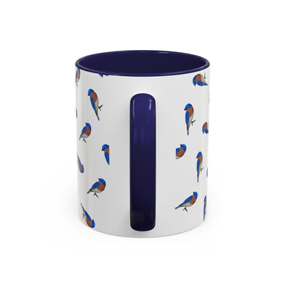 Bluebird All-Over Pattern Accent Mug | Colorful Bird Lover Gift for Birdwatchers