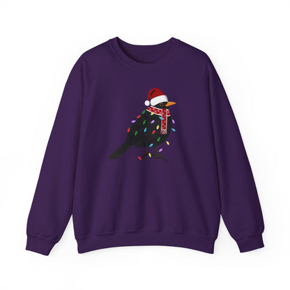 Blackbird with Fairy Lights Santa Claus Christmas Bird Sweatshirt