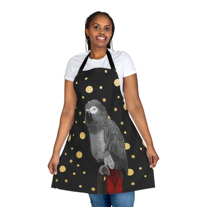 Grey Parrot Golden Dots Birdlover Bird Art Apron Black