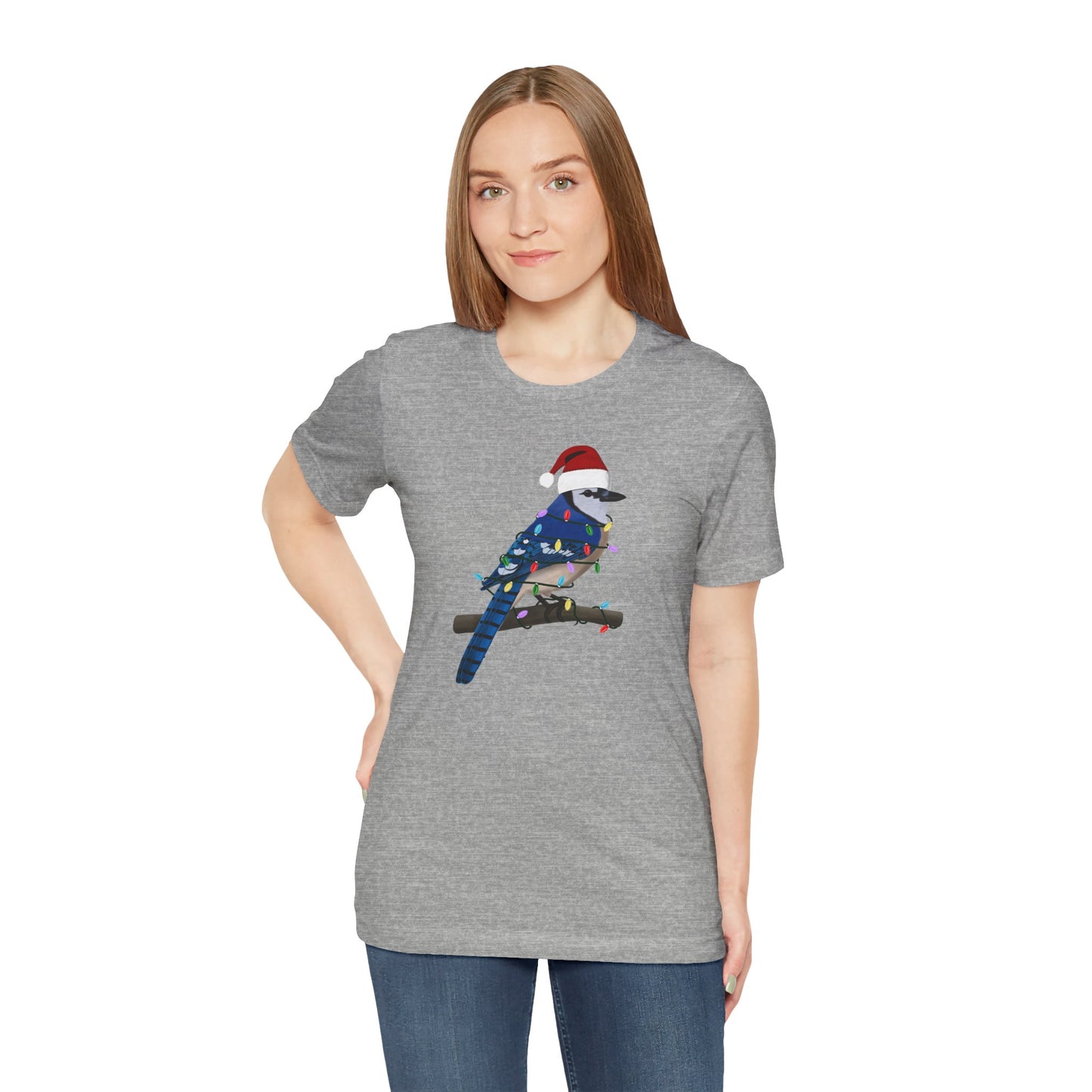 Blue Jay with Fairy Lights Christmas Bird T-Shirt