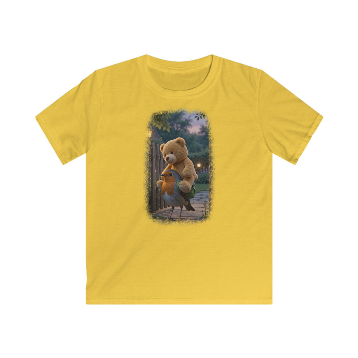 Premium Kinder T-Shirt Rosi Rotkehlchen und der Riesen-Teddy