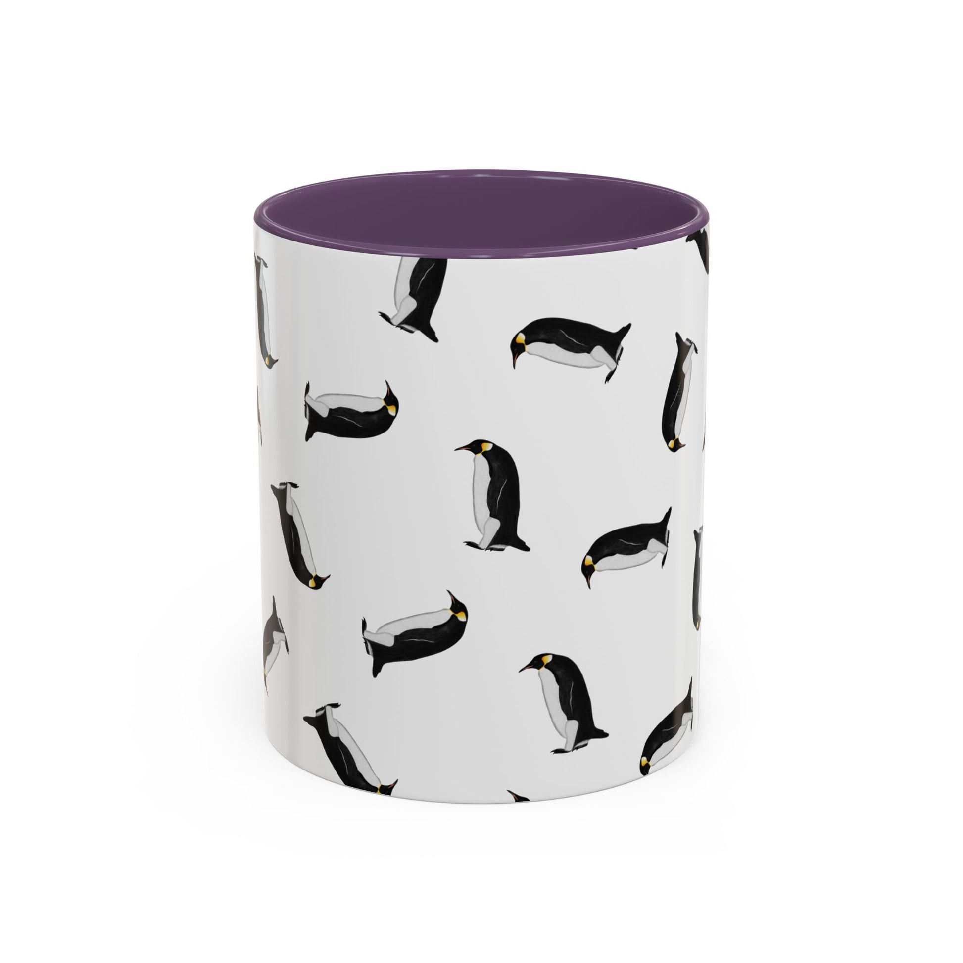 Pinguin Tasse mit Streumuster | Vogelmotiv Kaffeebecher für Vogelbeobachter & Naturfreunde in Yellow