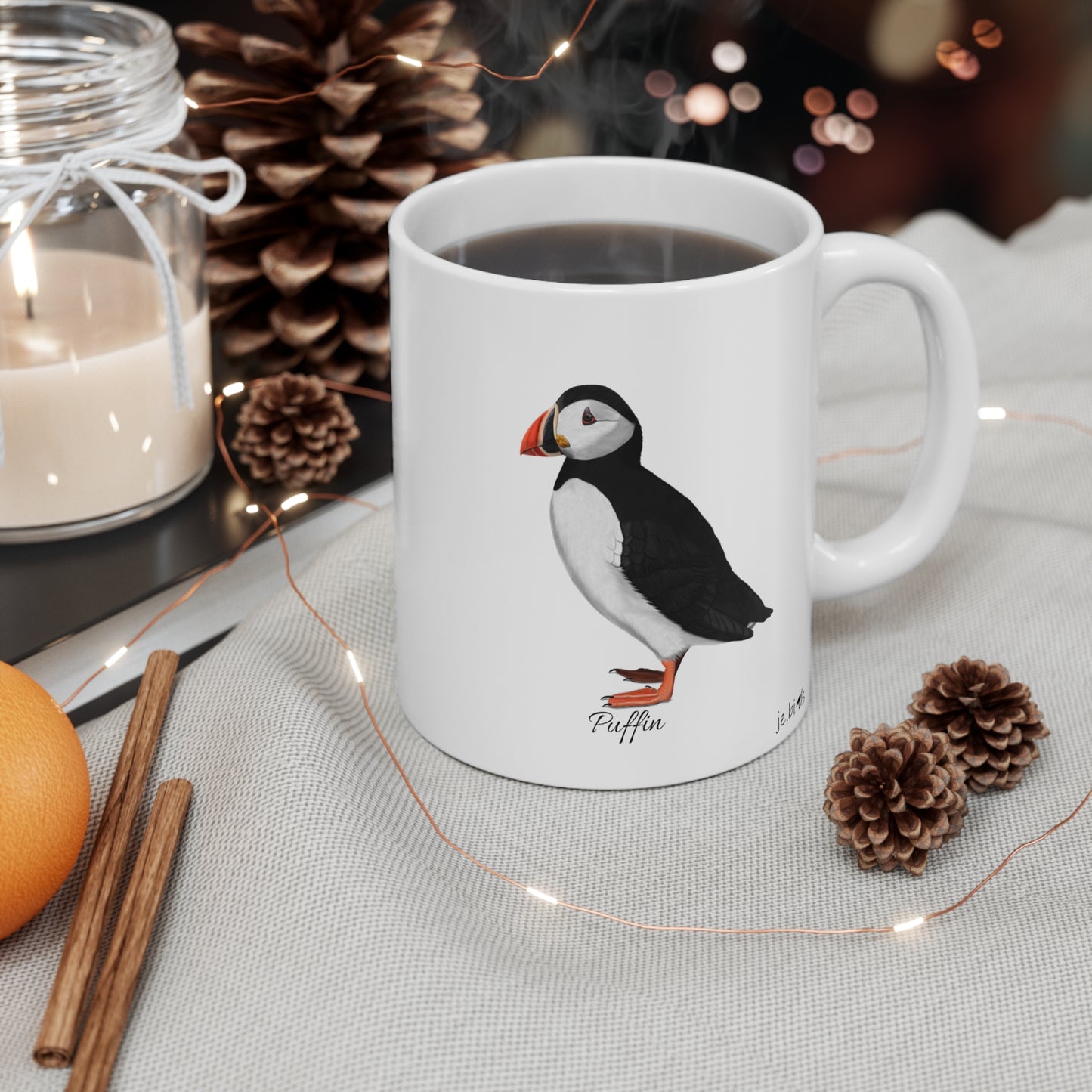 Puffin Bird Ceramic Mug Birdwatcher White