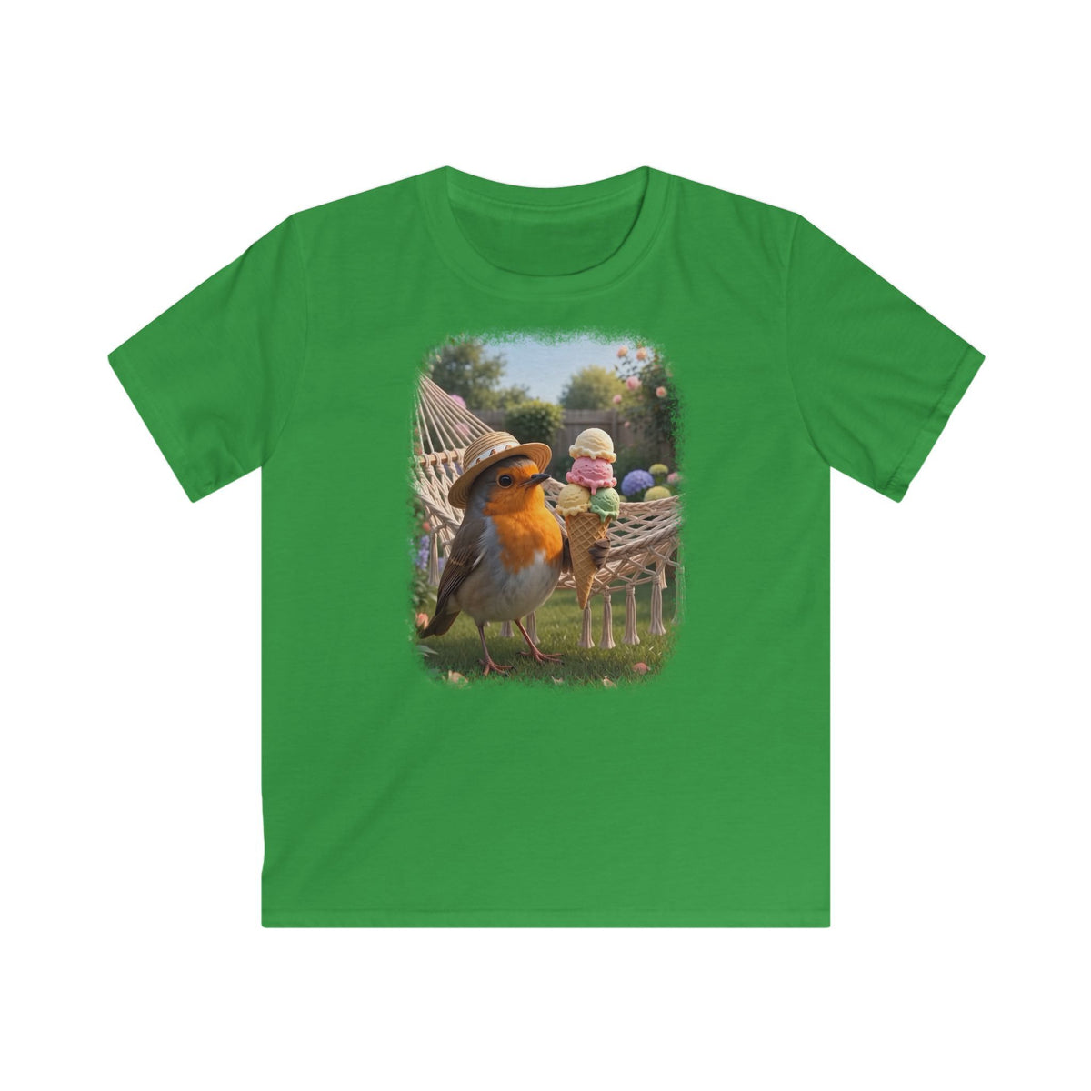 Premium Kinder T-Shirt Rosi Rotkehlchen und das Riesen-Eis