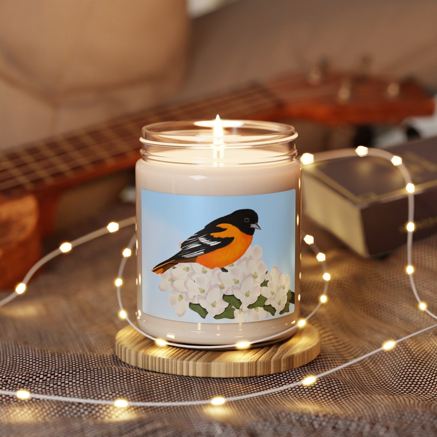 Baltimore Oriole Bird Art Scented Soy Candle, 9oz