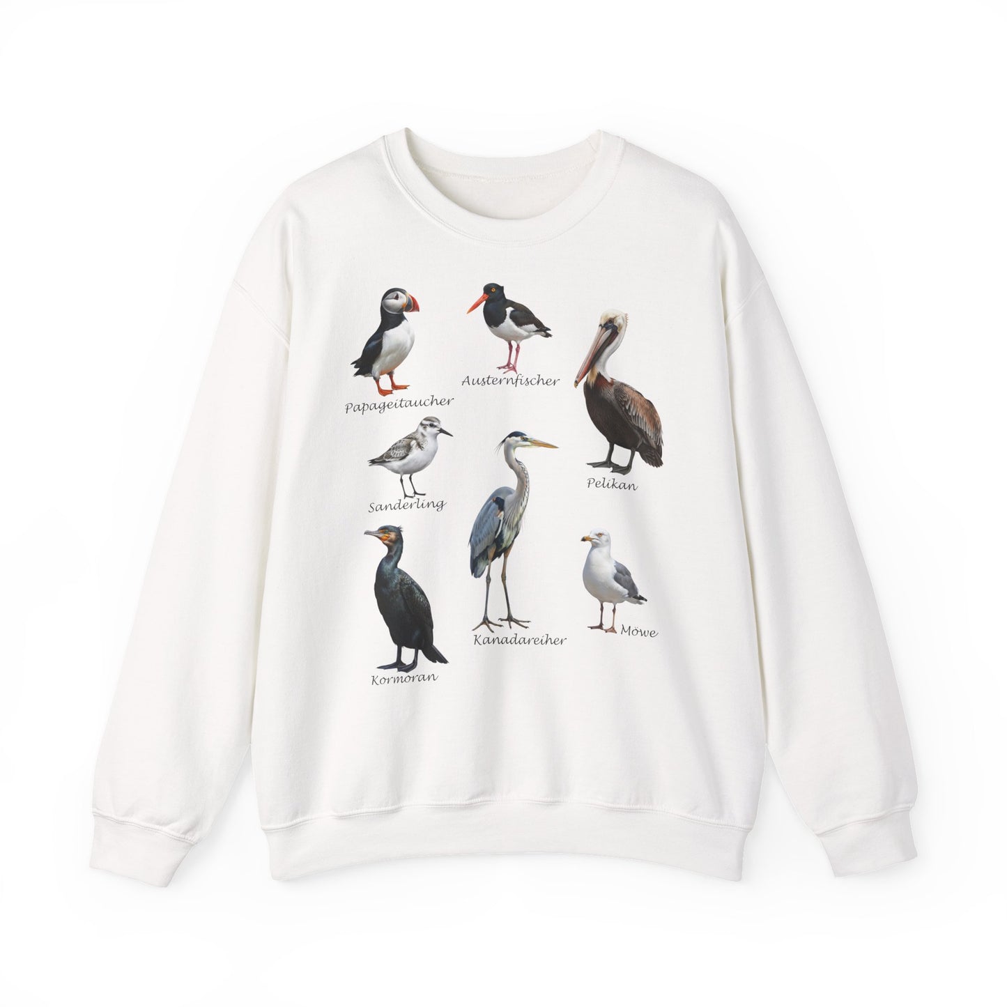 Papageitaucher und Möwe Sweatshirt Vogelmotiv in Black