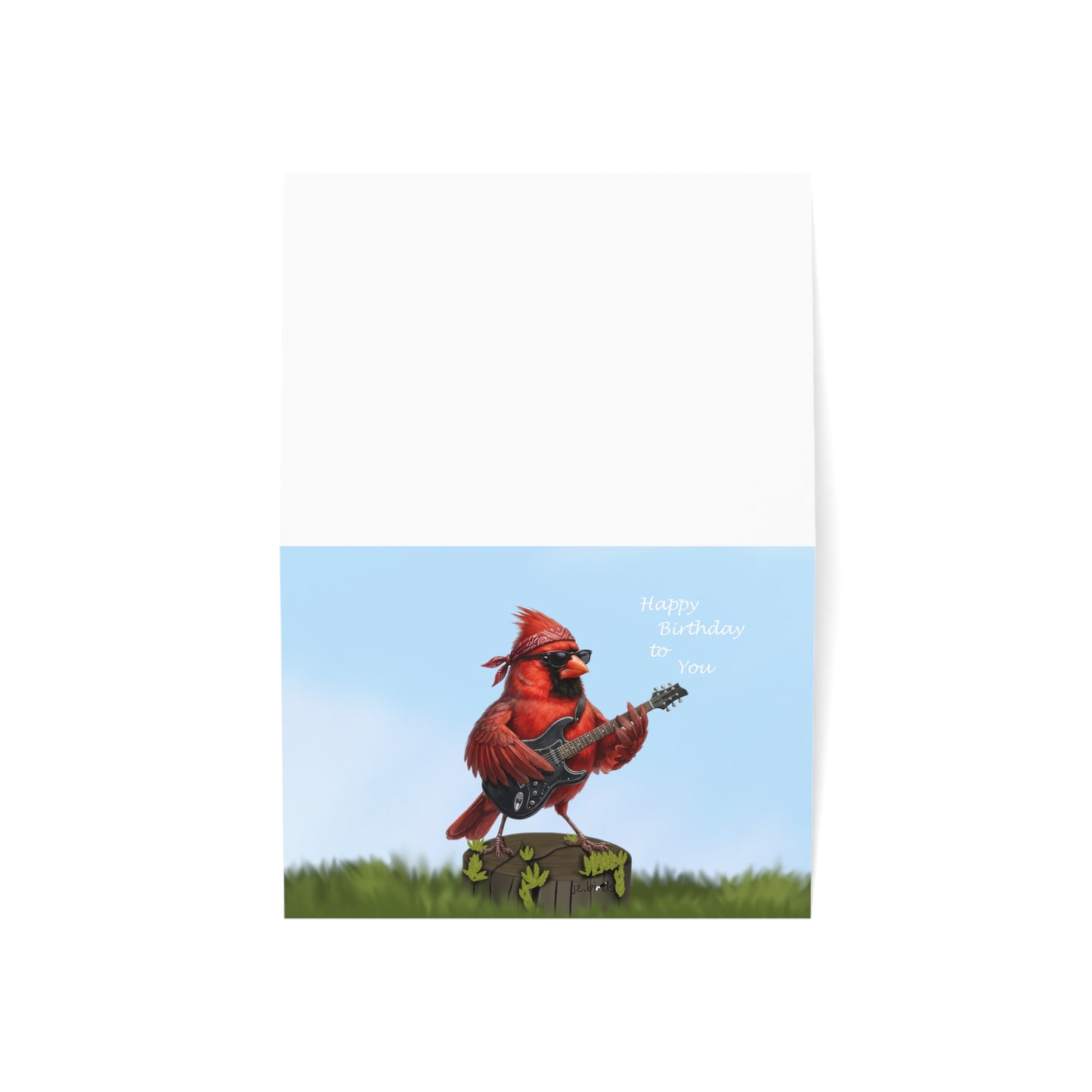 Cardinal with Guitar Birthday Card – Premium Matte Happy Bird Greeting – Cards