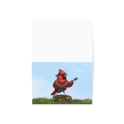 Cardinal with Guitar Birthday Card – Premium Matte Happy Bird Greeting – Cards