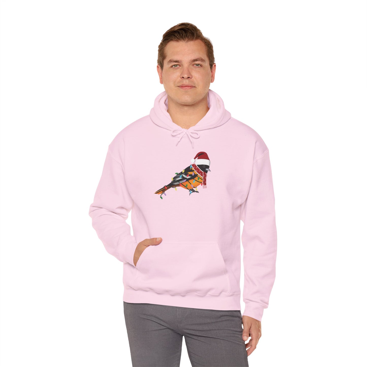 Baltimore Oriole with Fairy Lights Christmas Bird Hoodie