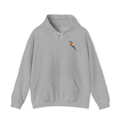 Bienenfresser Hoodie – Unisex Kapuzenpullover mit kleinem, gemaltem Vogelmotiv