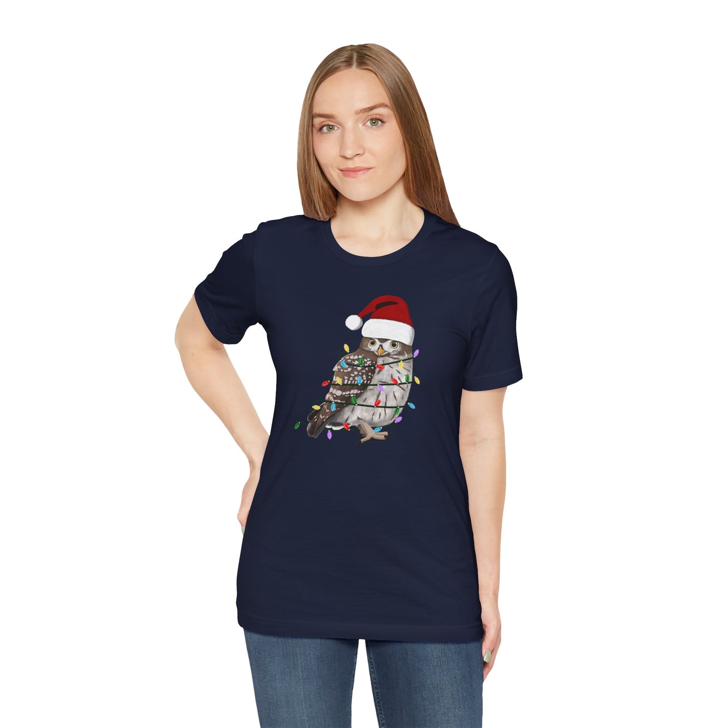 Owl with Fairy Lights Christmas Bird T-Shirt