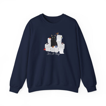 Black Cat with Birds and Toilet Paper Cat Lover Sweatshirt