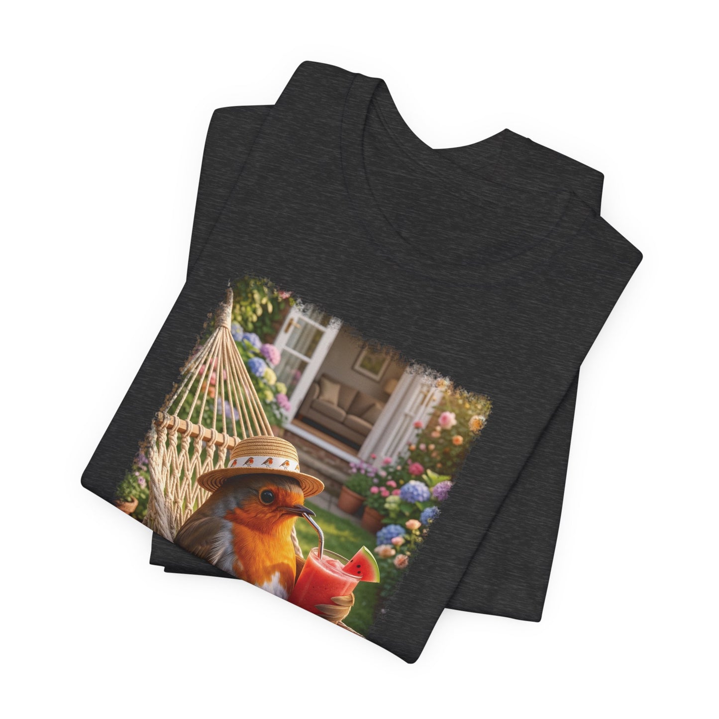 Robin Rosi Hammock and Smoothie T-Shirt for Bird Lovers