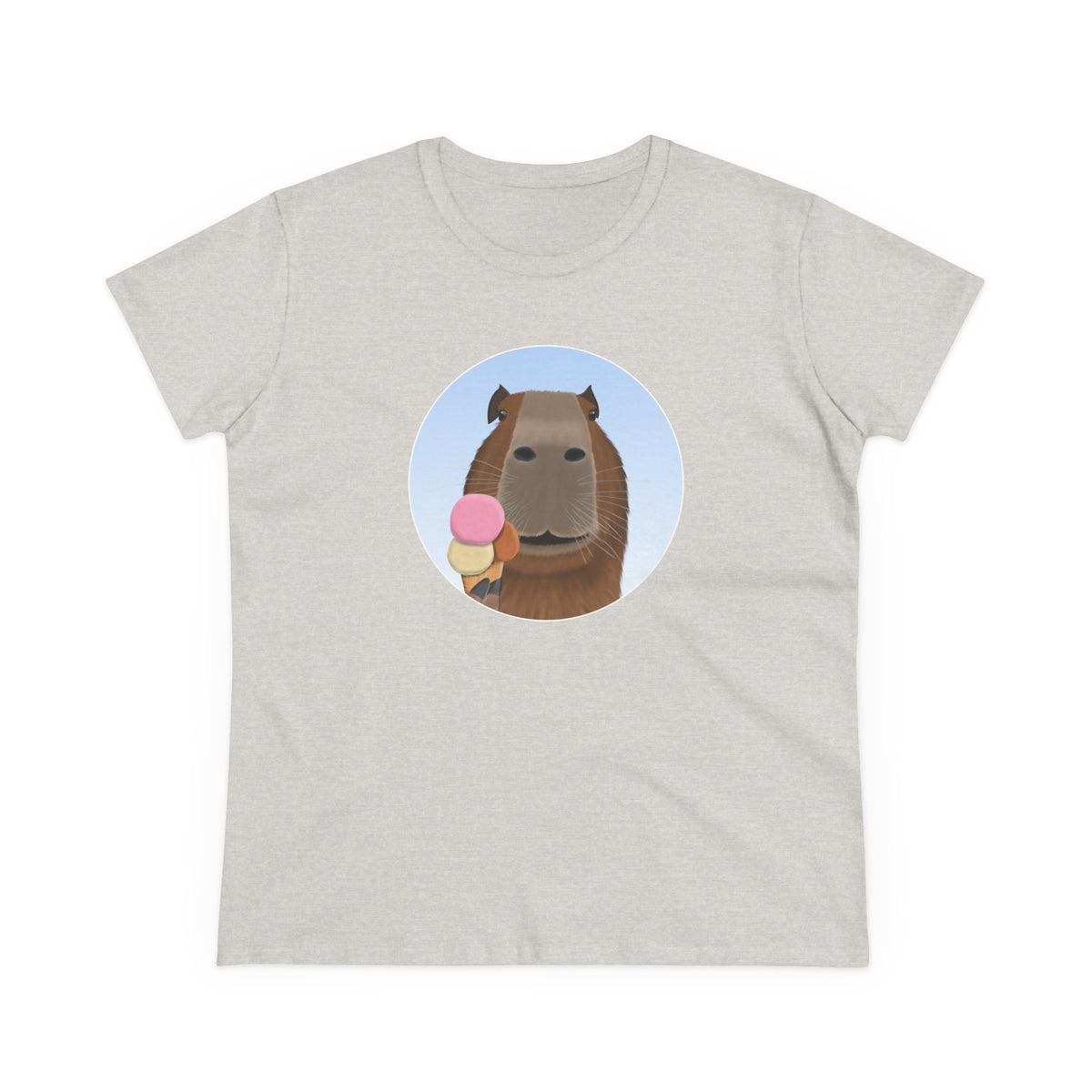 Capybara with Ice Cream Funny Design for Lovers Women's T-Shirt in Navy