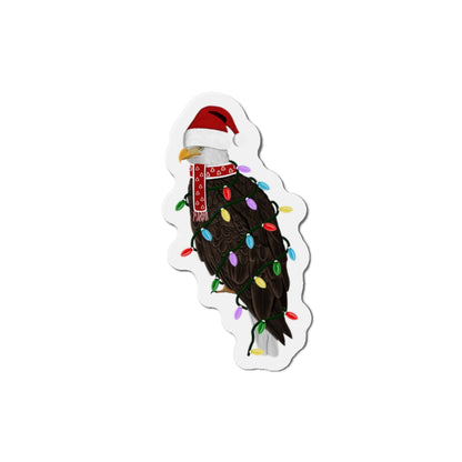 Bald Eagle with Fairy Lights and Scarf Christmas Bird Magnet