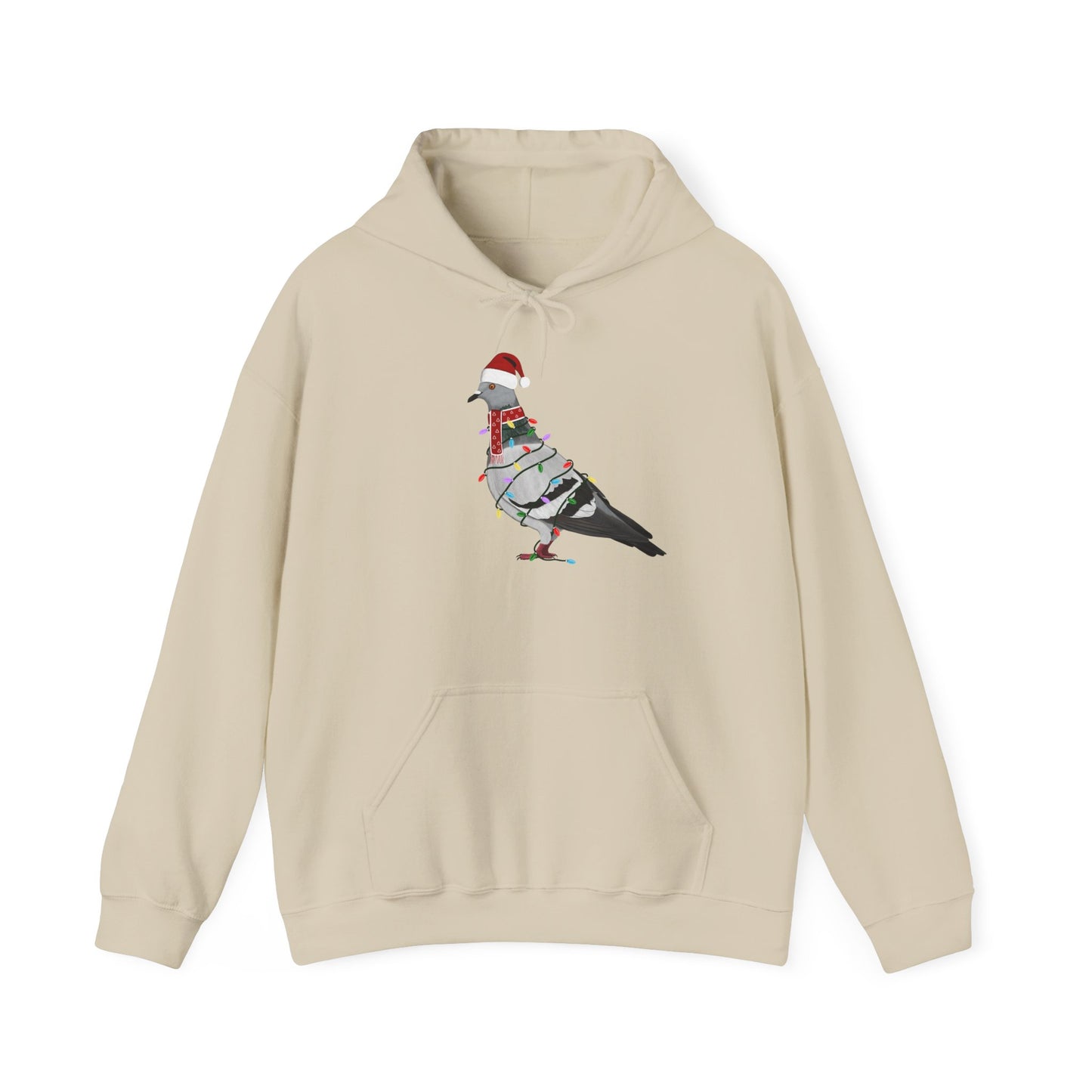 Taube Weihnachts-Hoodie - Vogel als Weihnachtsmann mit Lichterkette Sweater