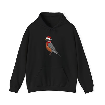 Robin Christmas Bird with Santa Hat Birdwatcher Birdlover Hoodie