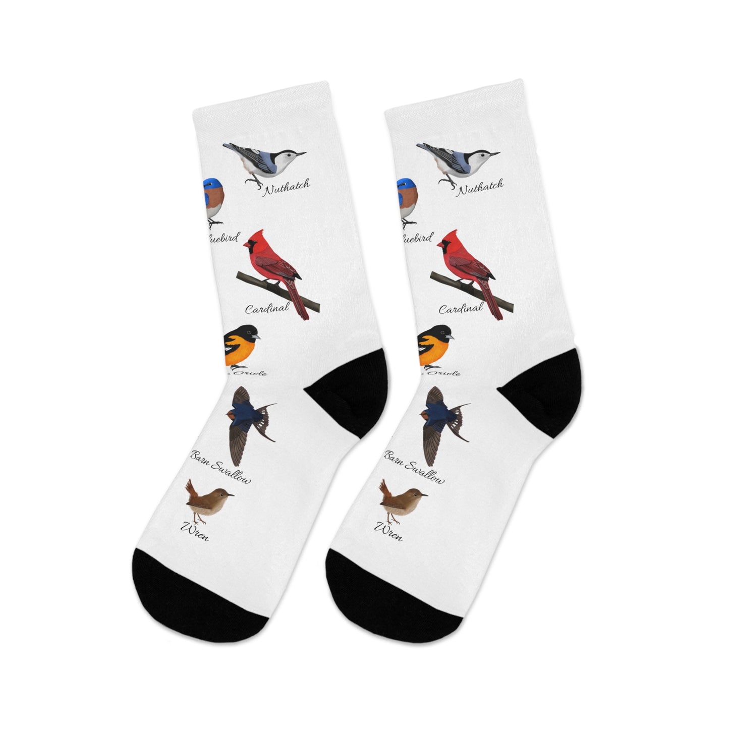 Garden Birds Blue Jay Cardinal Bluebird Robin Birding & Birdwatching Bird Socks White