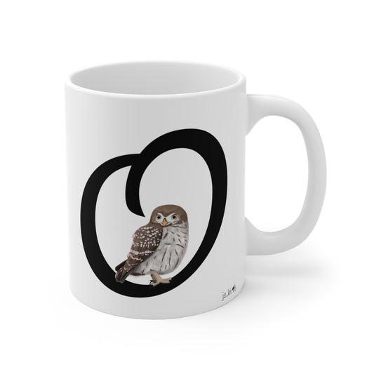 owl letter o bird mug