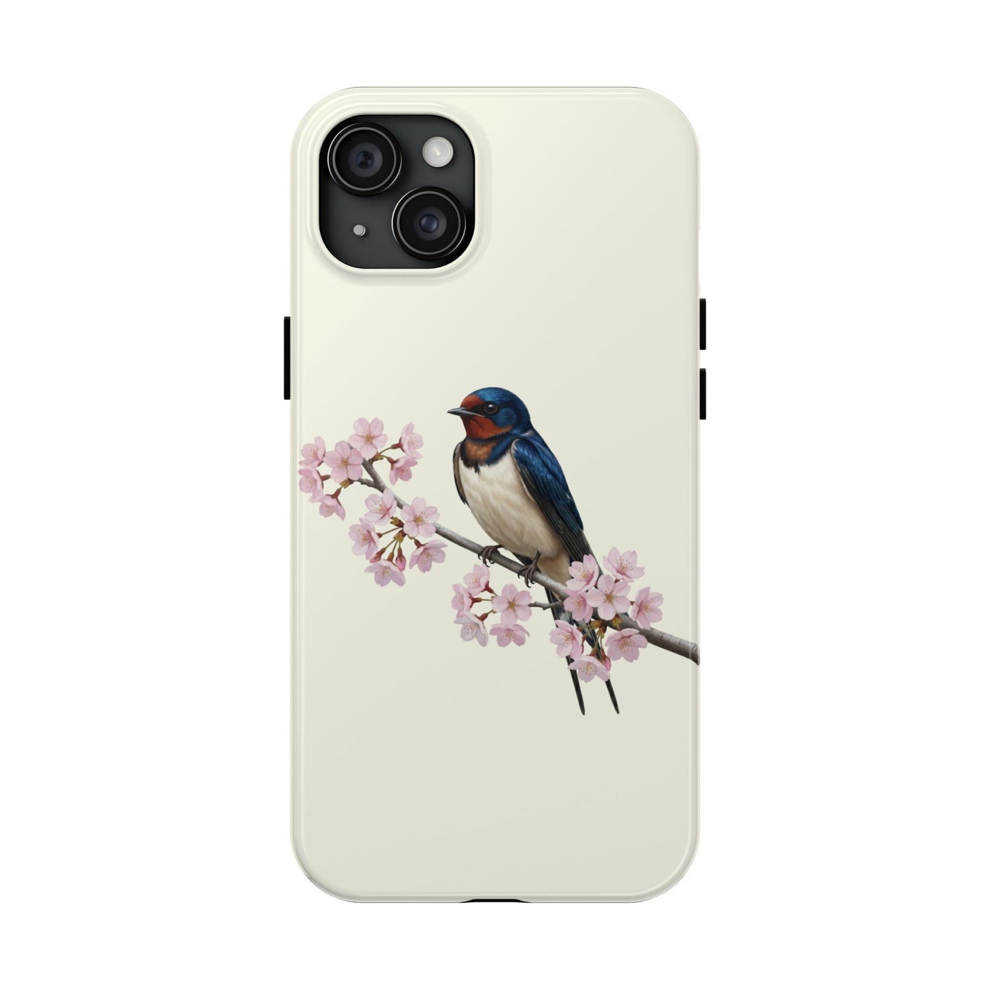 Barn Swallow & Cherry Blossom Tough iPhone Case Creamy White