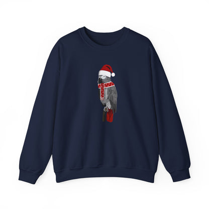 Grey Parrot with Christmas Hat Bird Birdwatcher Sweatshirt